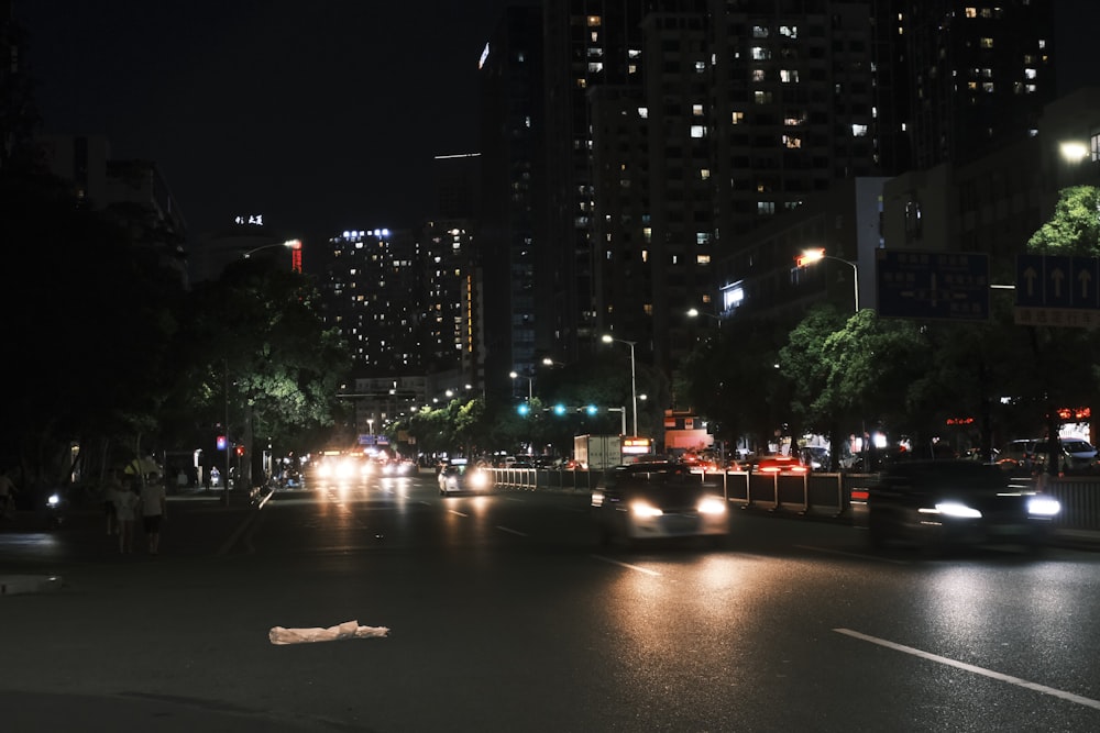 cars on road during night time