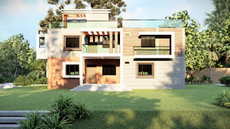 white and brown concrete house
