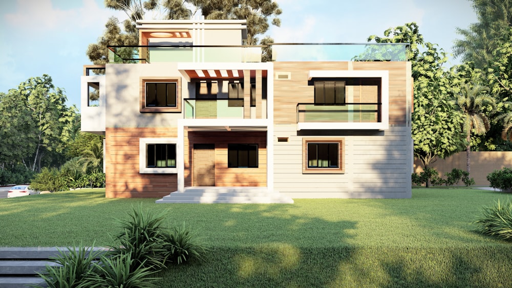 white and brown concrete house