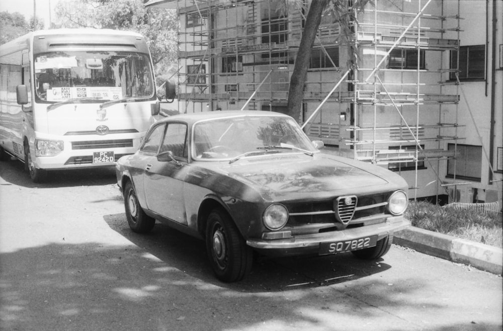 grayscale photo of mercedes benz car