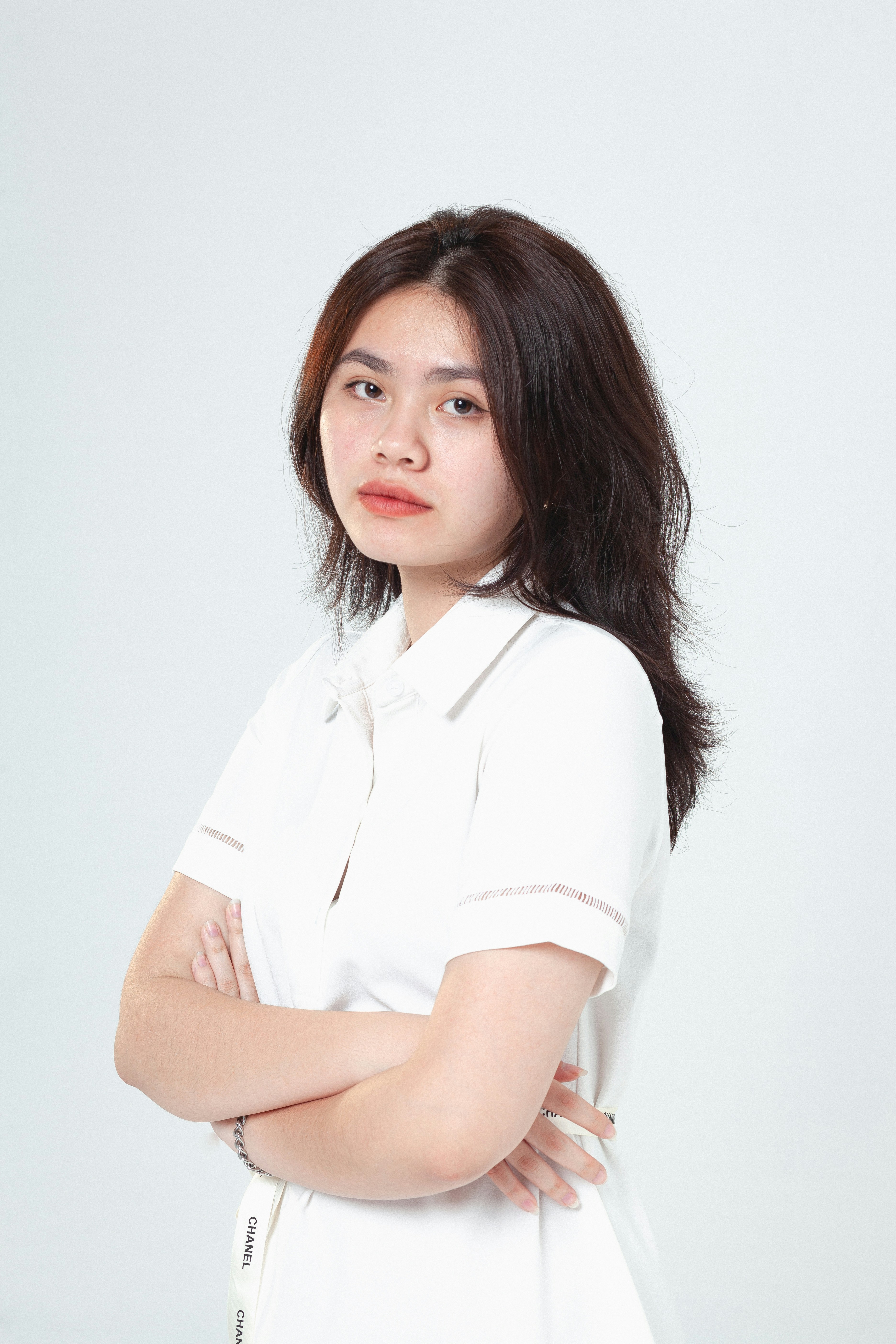 woman in white button up shirt