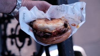 burger with patty and lettuce