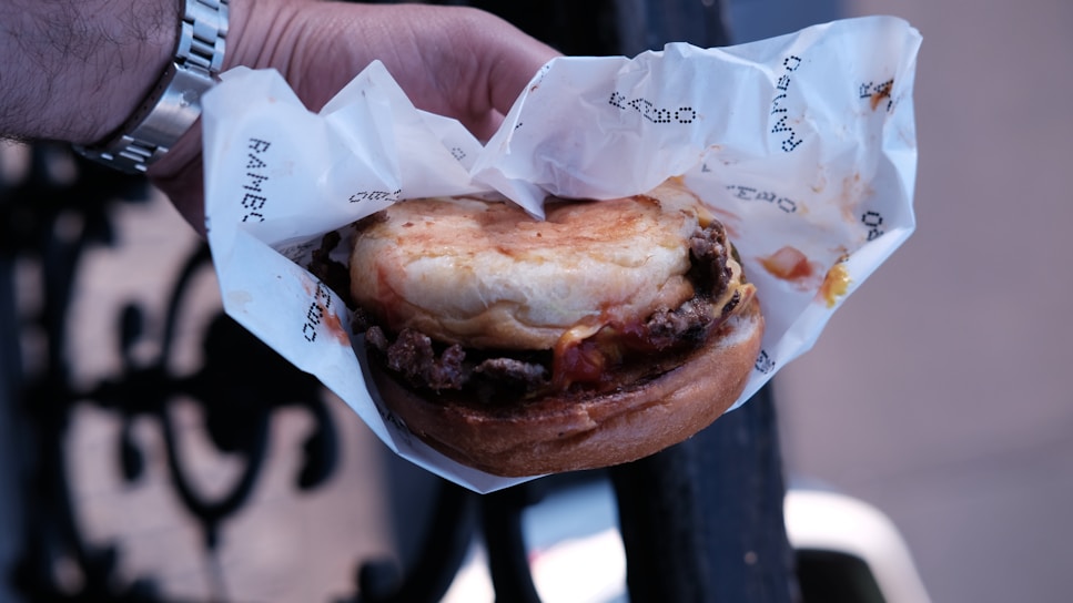 burger with patty and lettuce