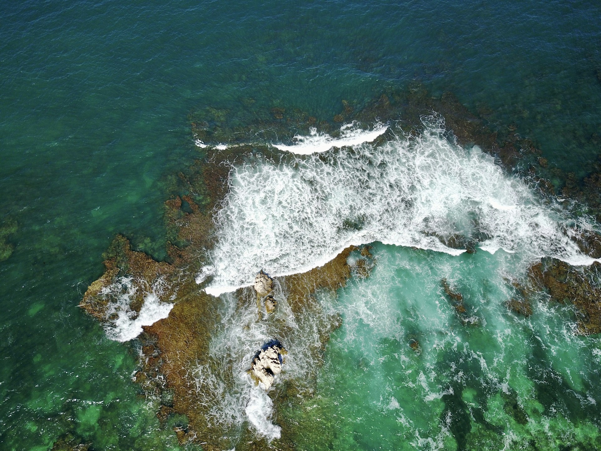 aerial view of ocean waves