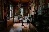 brown wooden framed glass window