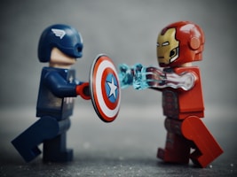 red and blue robot toy