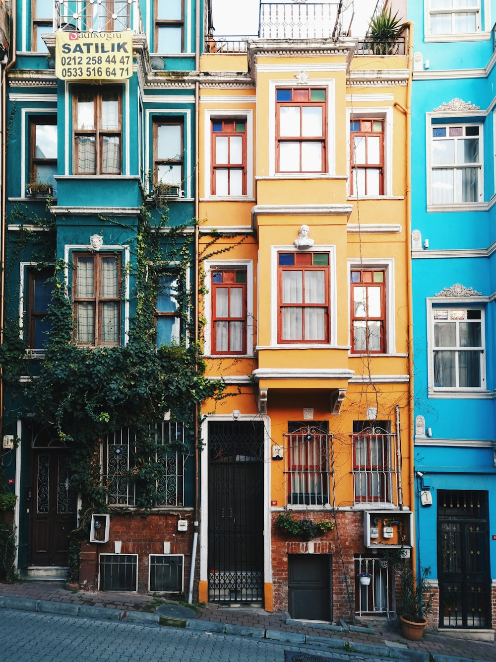 blue and brown concrete building