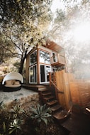 brown wooden house near trees during daytime