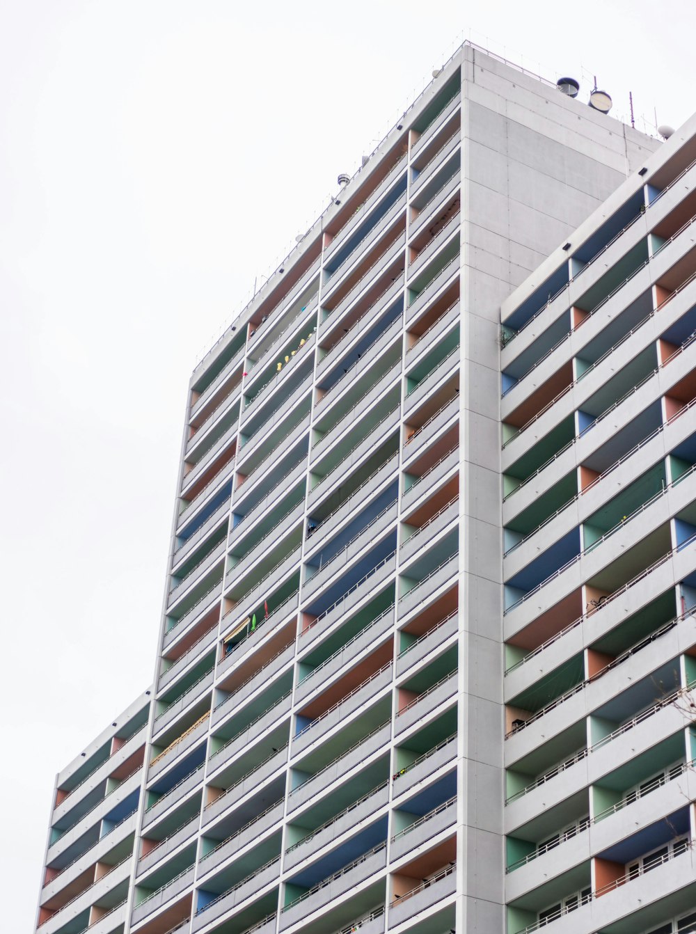 white and blue concrete building