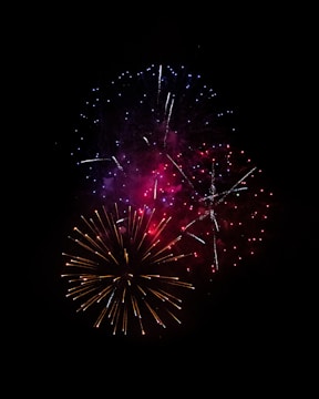 a colorful fireworks is lit up in the night sky