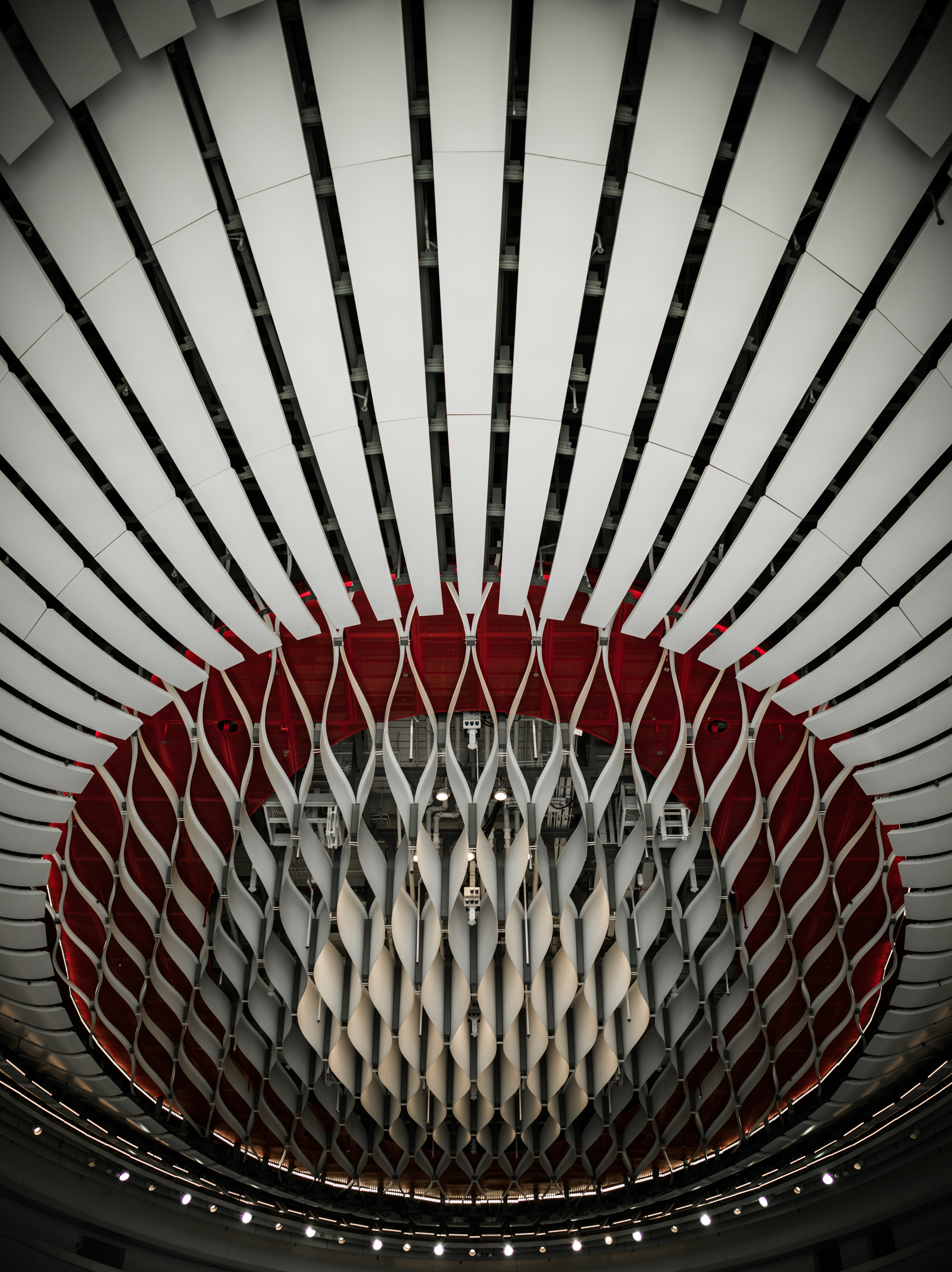 red and white round ceiling