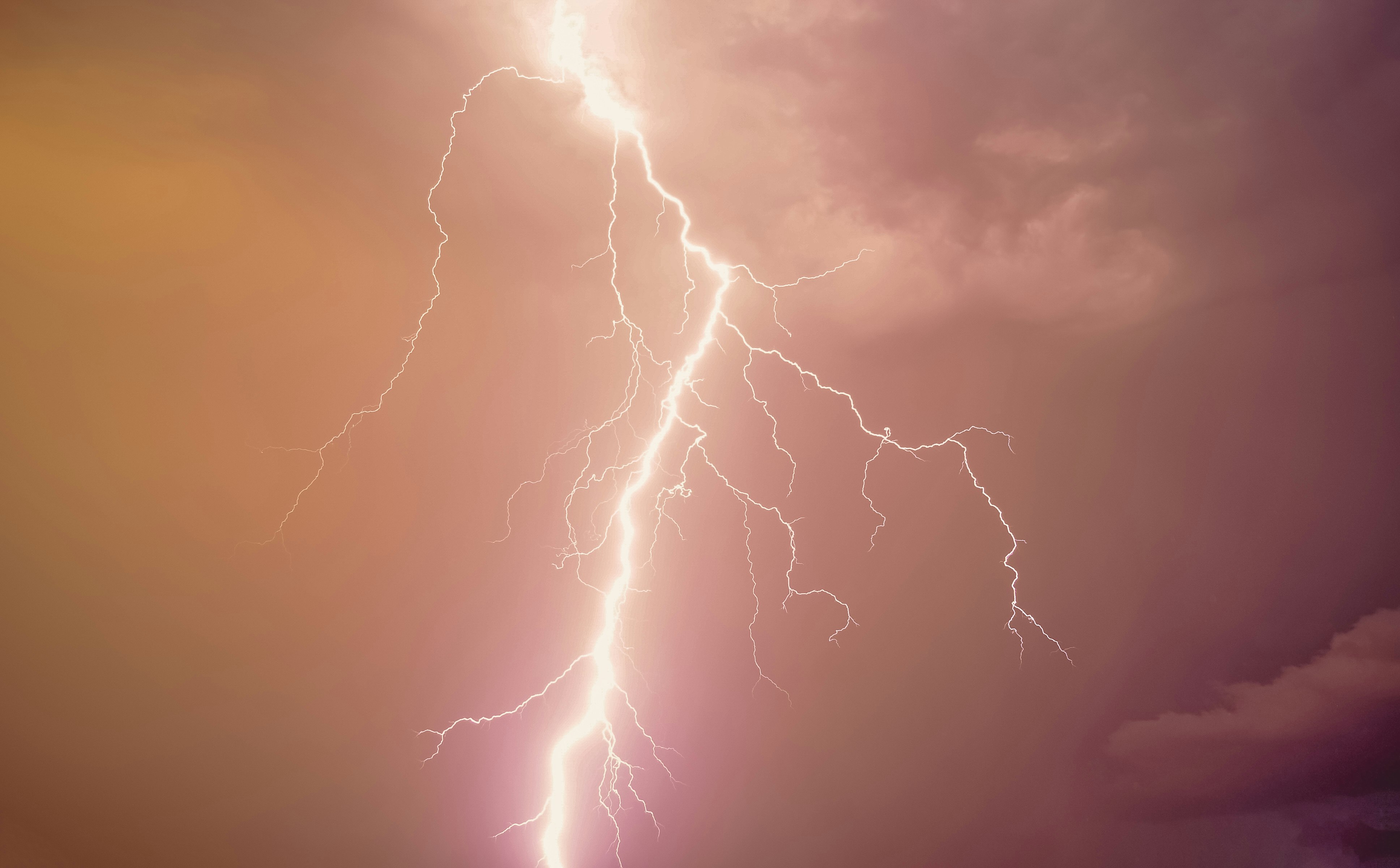 lightning strike on blue sky