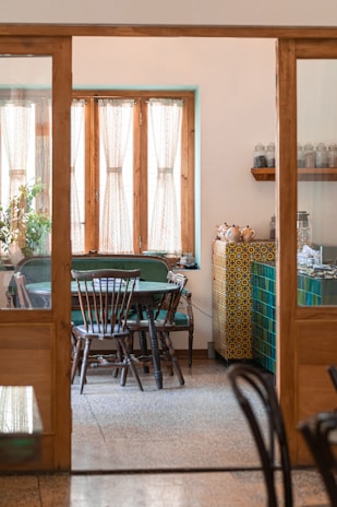 A cozy dining area showcasing bytestena's shower mat.