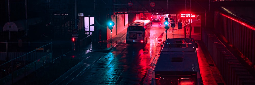 white van on road during night time