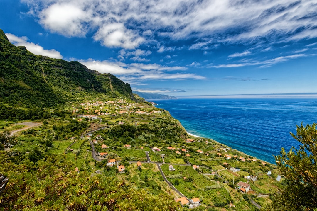 green grass covered mountain near blue sea under blue sky during daytime