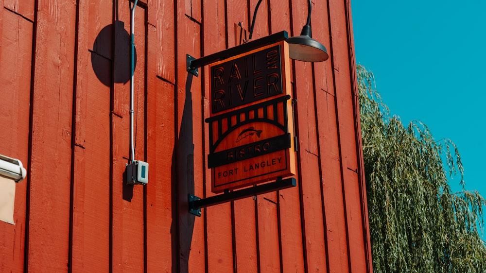 red and brown wooden signage