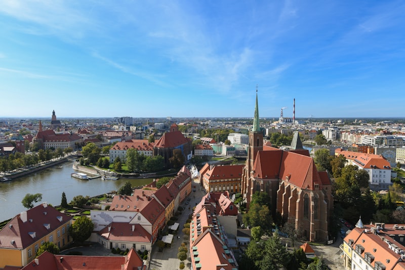 Panorama miasta Wrocław z lotu ptaka