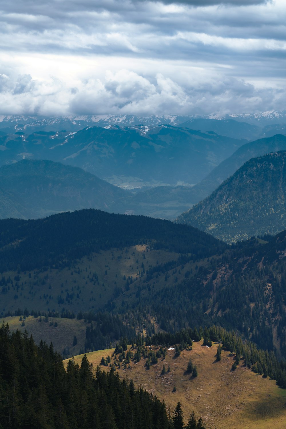 green trees on mountain under white clouds during daytime