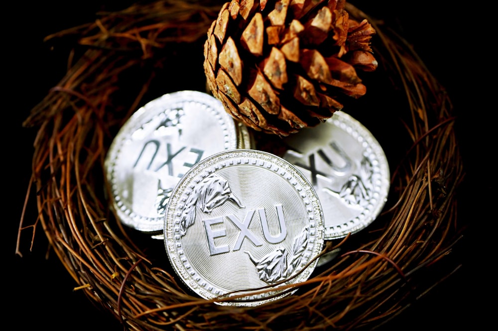 silver and white round ornament