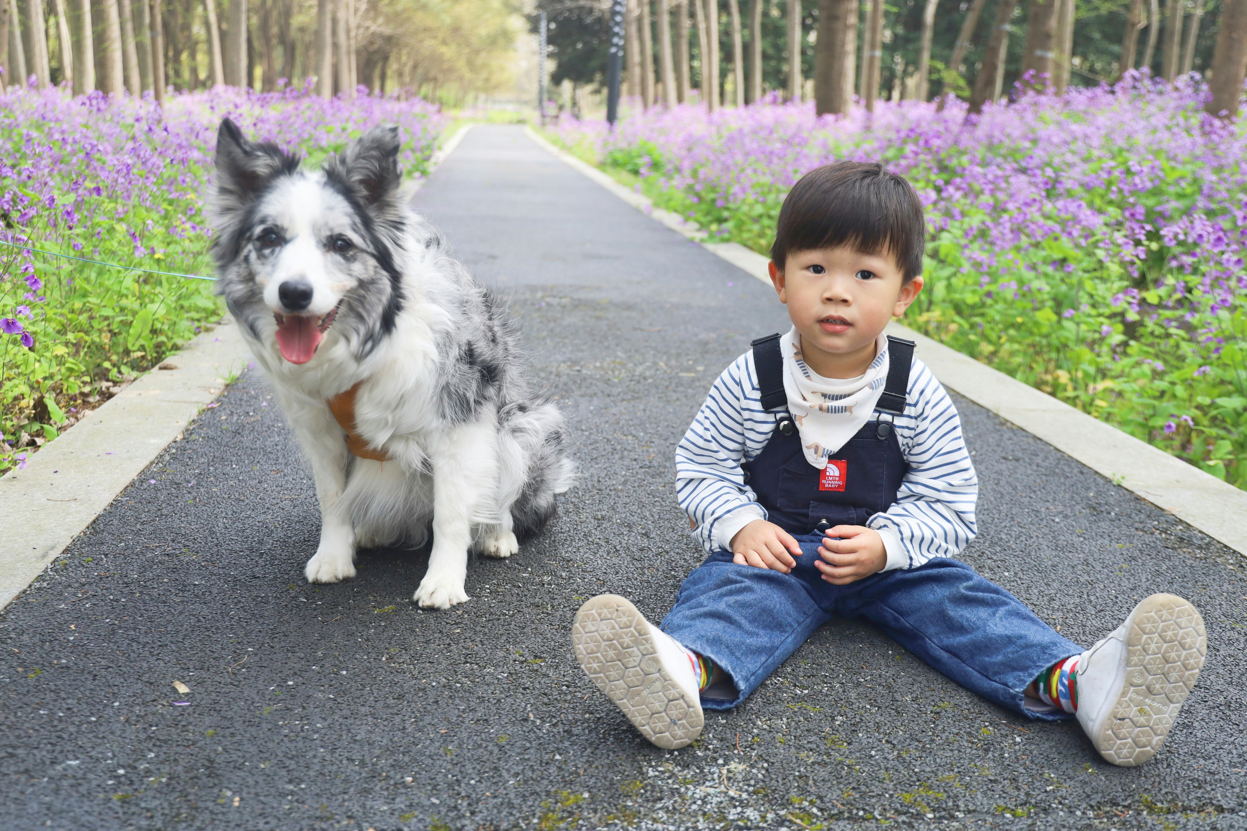 boy in gray and black sweater and blue denim jeans sitting on gray concrete road during