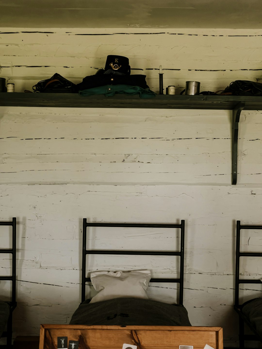  black wooden wall mounted rack bedstead bunk cot