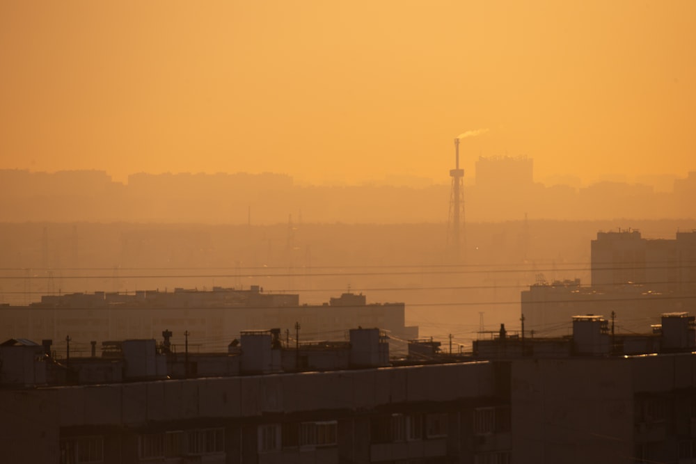 silhouette of buildings during sunset