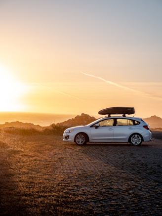 white chevrolet camaro on road during sunset