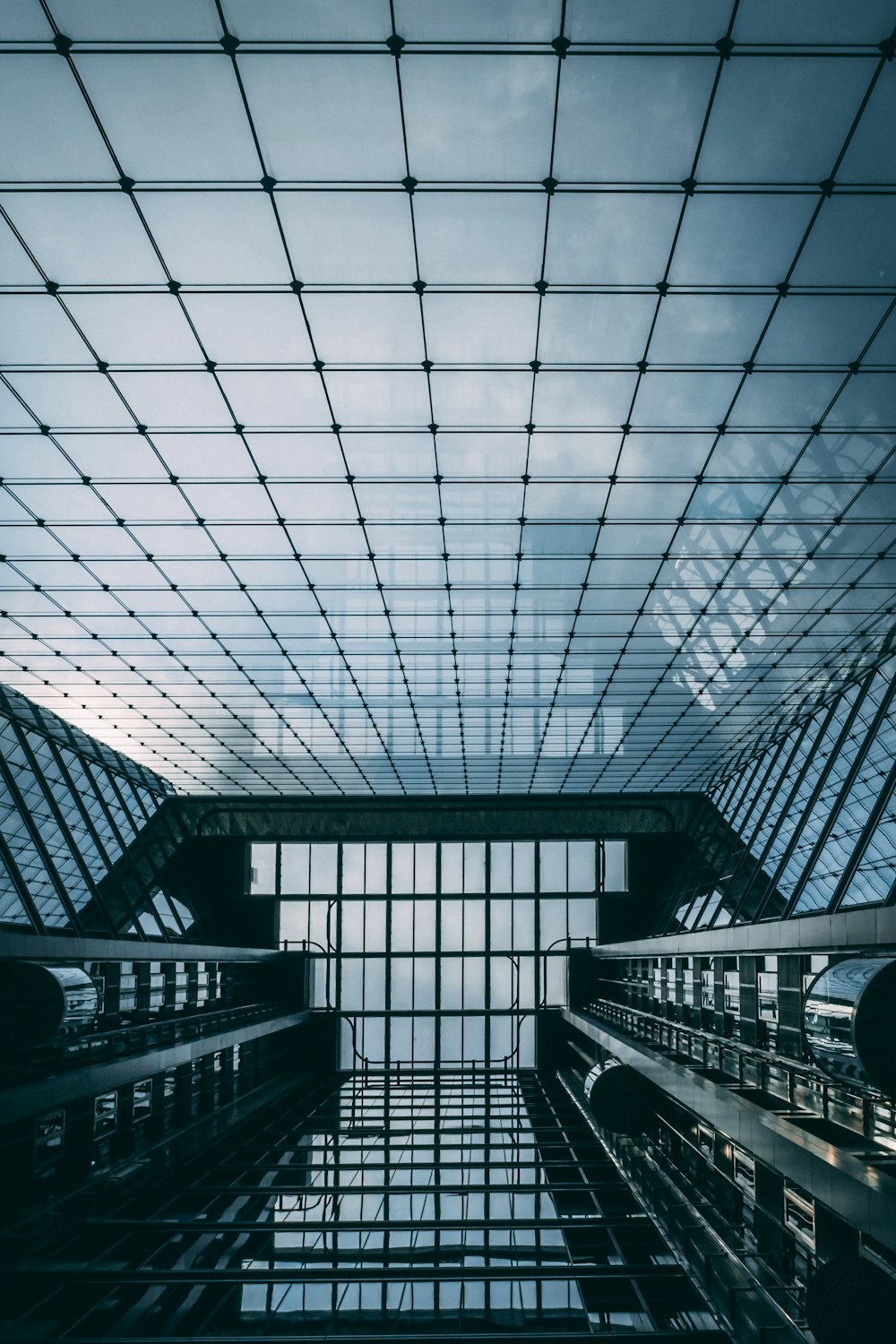 black metal framed glass building