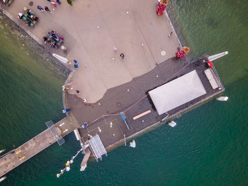 aerial view of people on beach during daytime