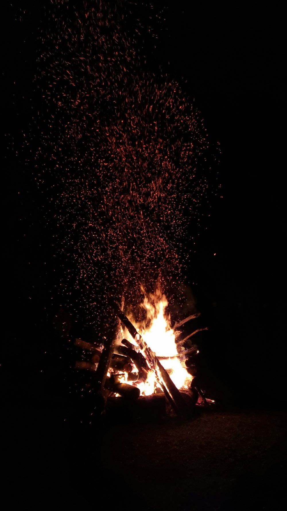 bonfire under starry night sky