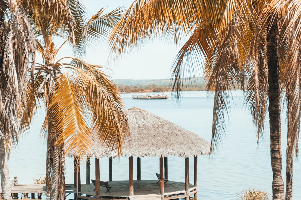 brown wooden beach dock on blue sea during daytime