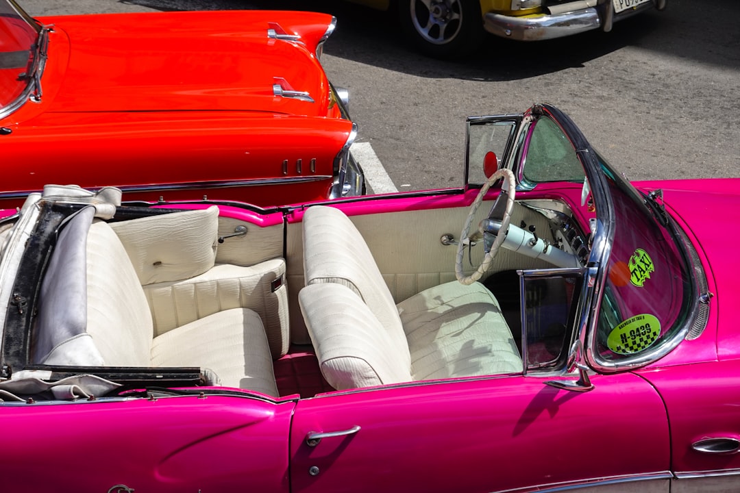 red and white convertible car