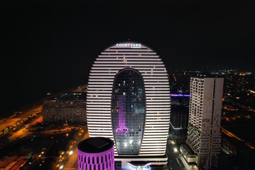 high rise building during night time