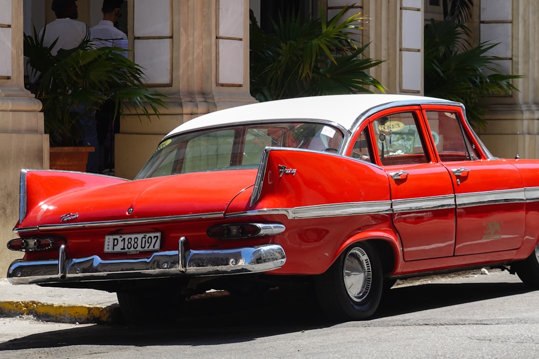 red and white vintage car