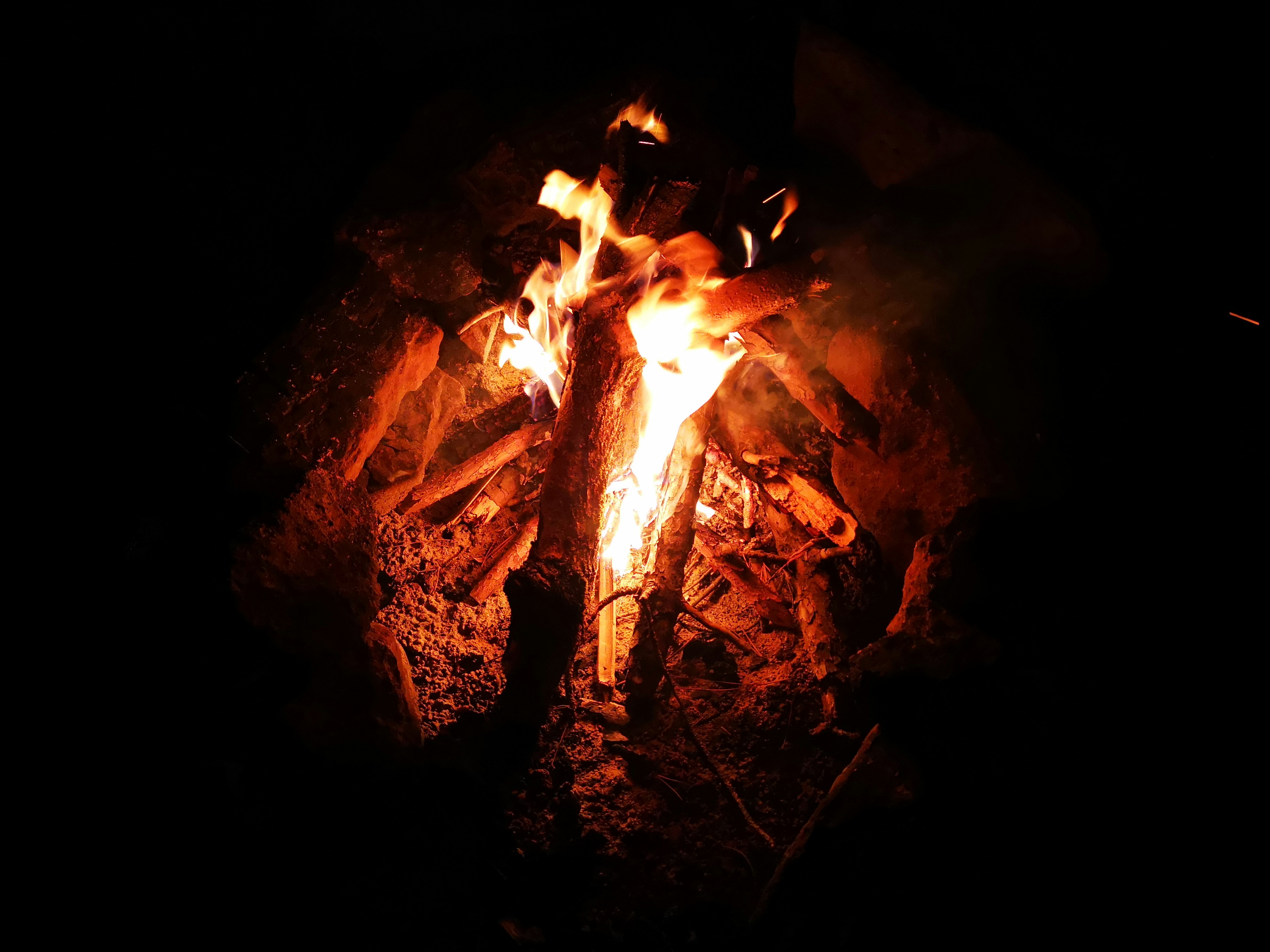 burning wood on fire during nighttime