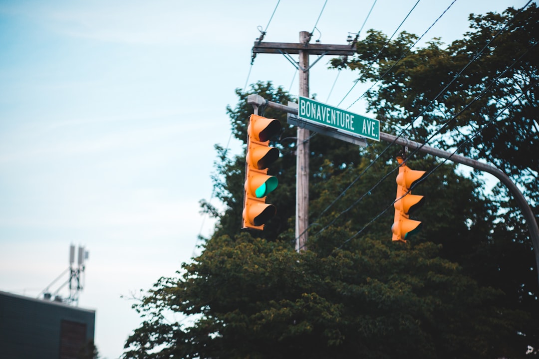 orange traffic light on green light