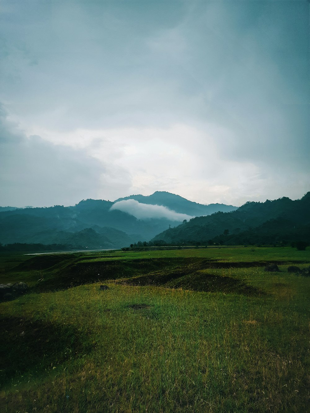 green grass field under cloudy sky during daytime