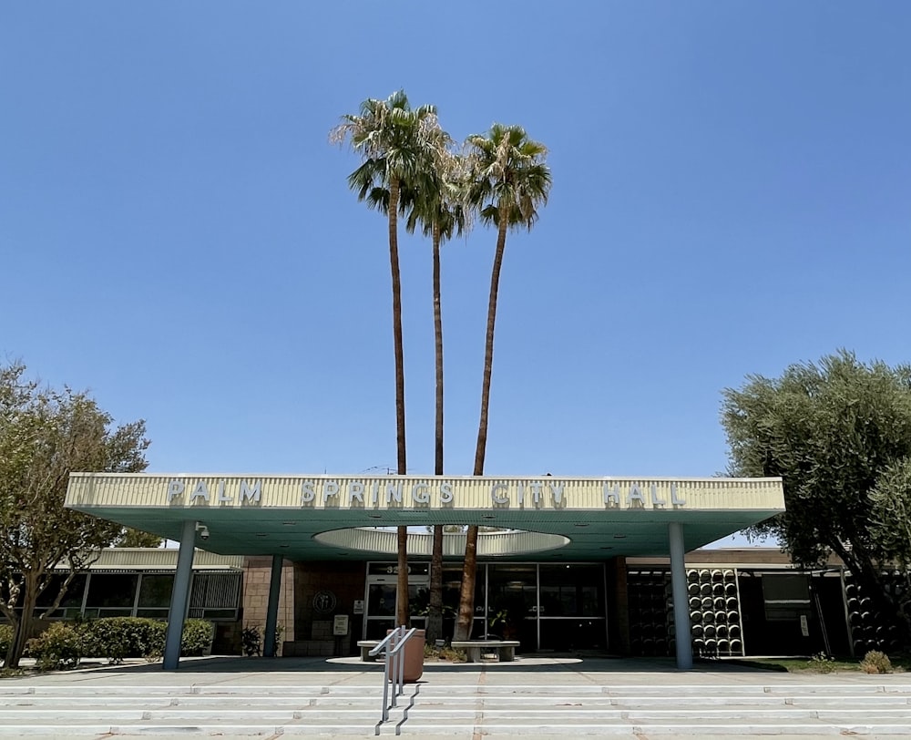 green and white concrete building near palm trees under blue sky during daytime