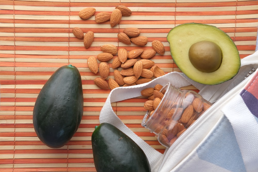 sliced avocado beside sliced bread and sliced cucumber