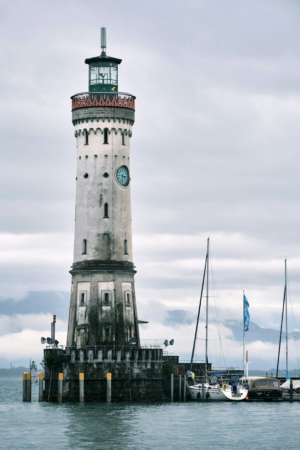 white and red concrete tower