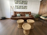 brown wicker round basket on brown wooden table