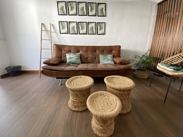 brown wicker round basket on brown wooden table
