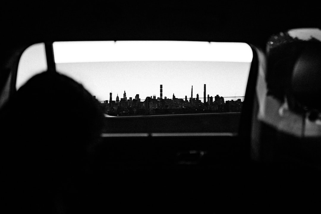 grayscale photo of city skyline