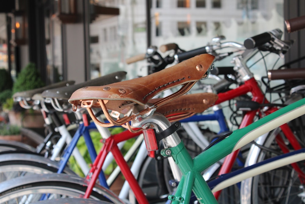 brown bicycle in tilt shift lens