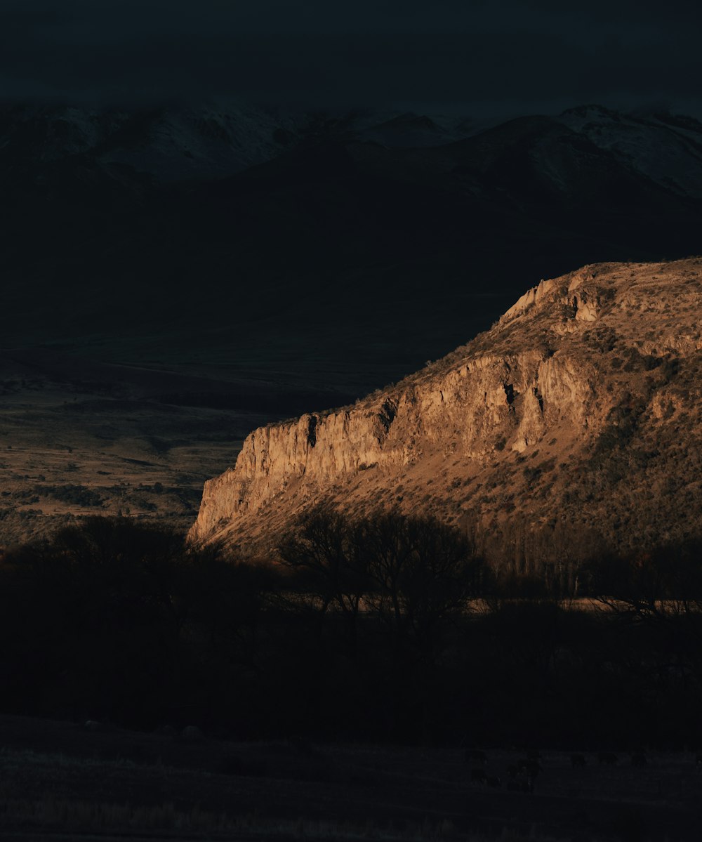 brown rocky mountain during night time