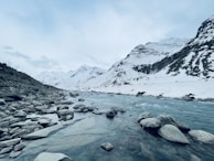 rocky mountain covered with snow