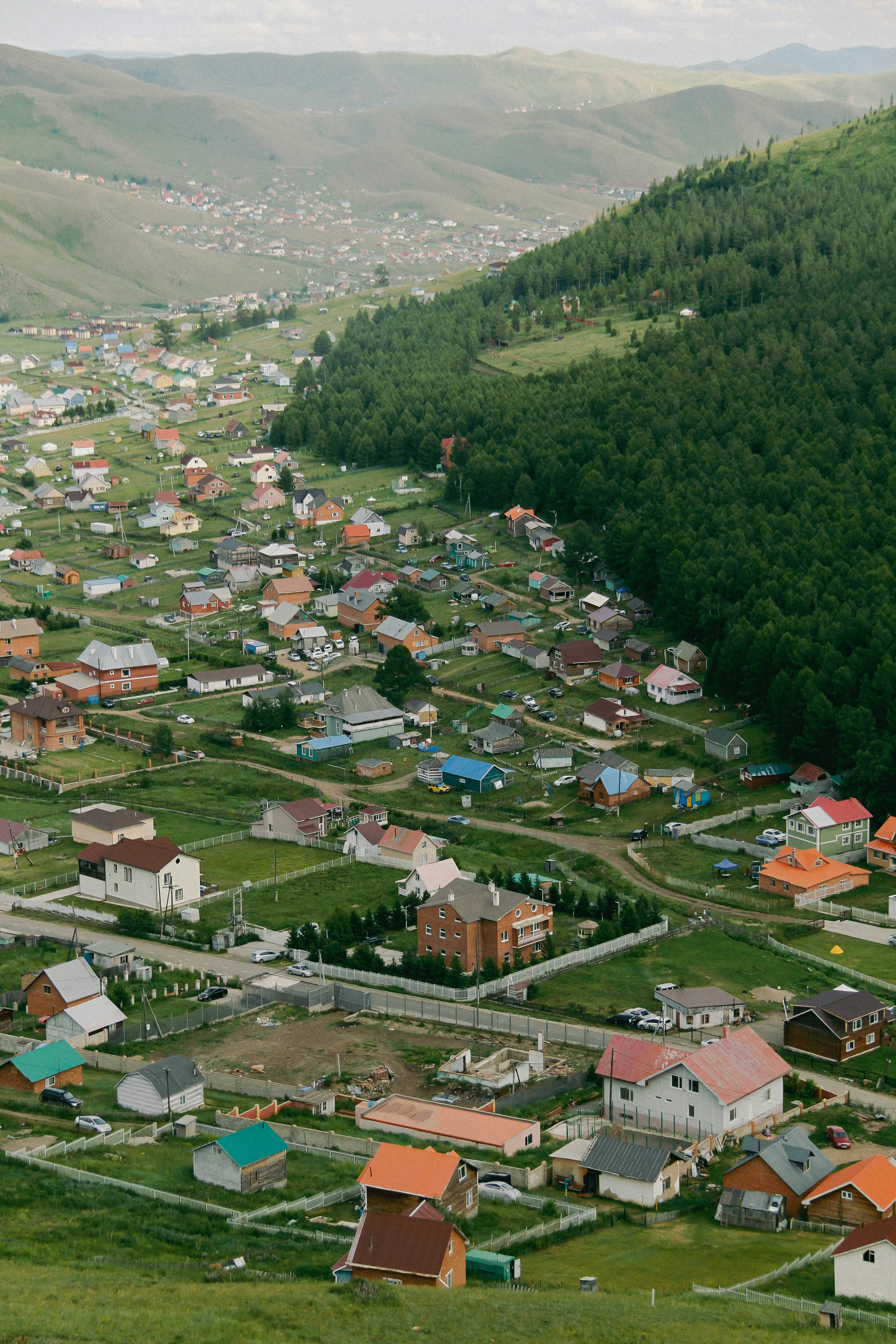 aerial view of houses and trees during daytime