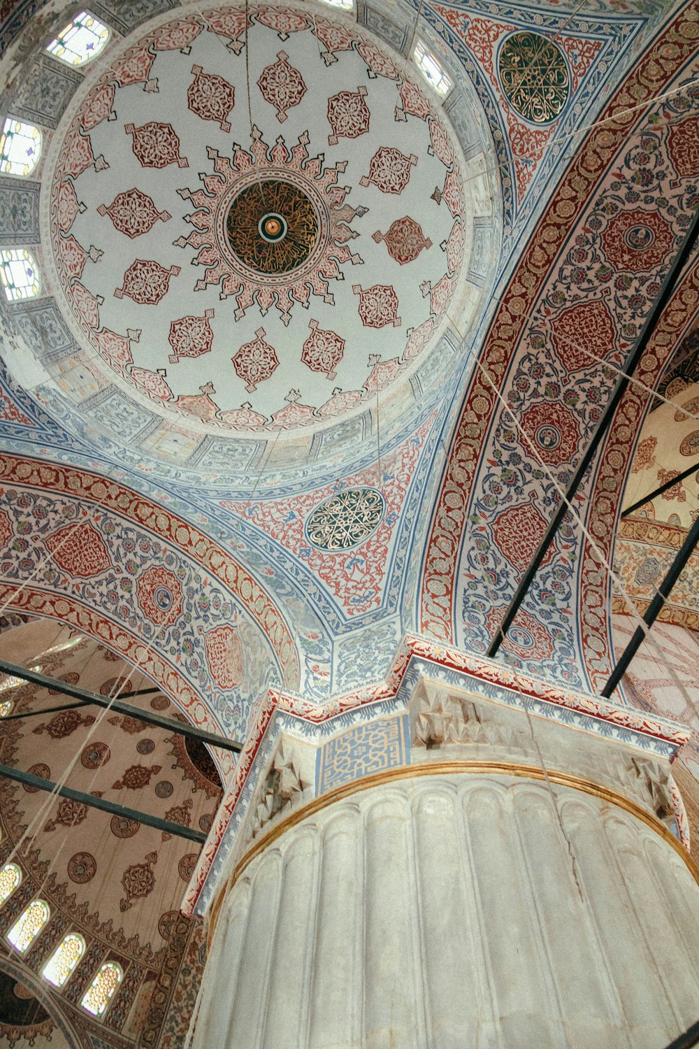 white and brown floral ceiling