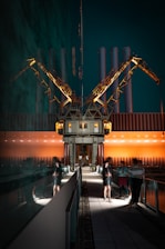 yellow and black metal crane
