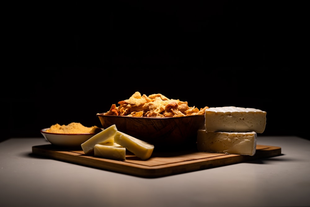 brown and white food on brown ceramic tray